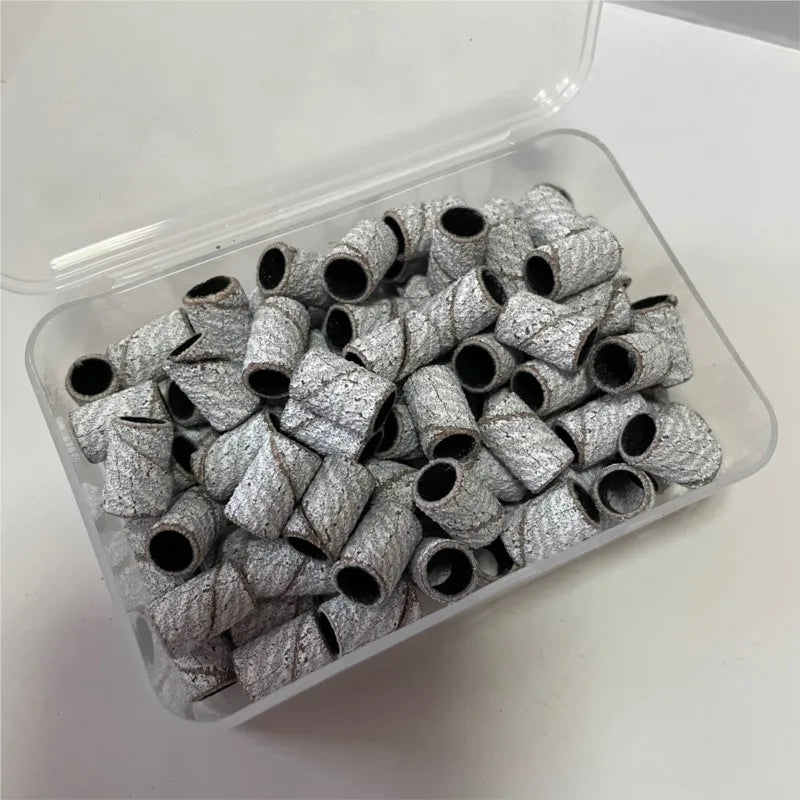 100Pcs 80/120/180 Grit Zebra Sanding Bands Foot Care Polishing Manicure Gel Polish Remover Replacement Tool Cutter Nail Dril Bit