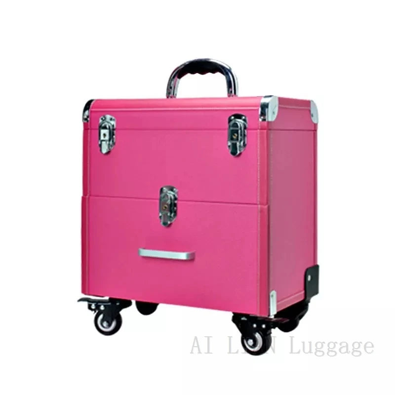 Trolley Cosmetic Case Spinner Wheels Makeup Dresser Beauty Trolley Luggage Rolling Suitcase Professional Large Cosmetic Bag New