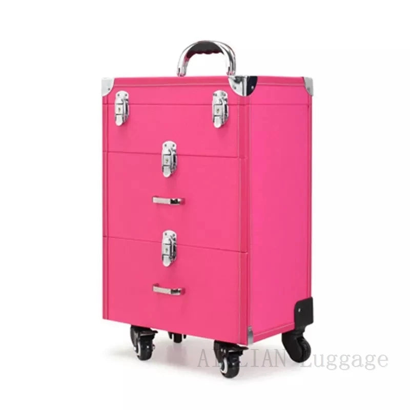 Trolley Cosmetic Case Spinner Wheels Makeup Dresser Beauty Trolley Luggage Rolling Suitcase Professional Large Cosmetic Bag New
