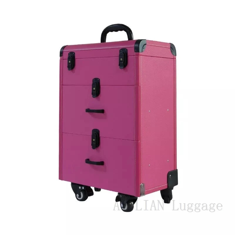 Trolley Cosmetic Case Spinner Wheels Makeup Dresser Beauty Trolley Luggage Rolling Suitcase Professional Large Cosmetic Bag New