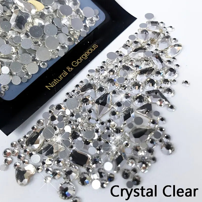 150Pcs round Flatback Glass Rhinestones plus 20Pcs Odd Shaped Jewelry DIY Design Making Beads Beauty Decorations for Nail Art