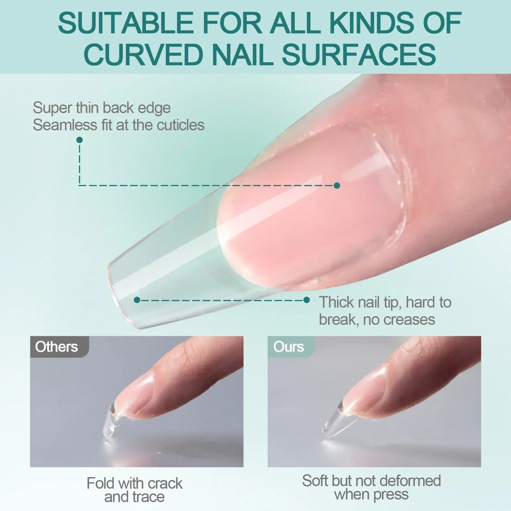 120Pcs/Box Gel X Nail Tips Medium Short Shape Almond/Square/Soft Gel Nail Tips False Nails Soak off Easy Nail Extensions