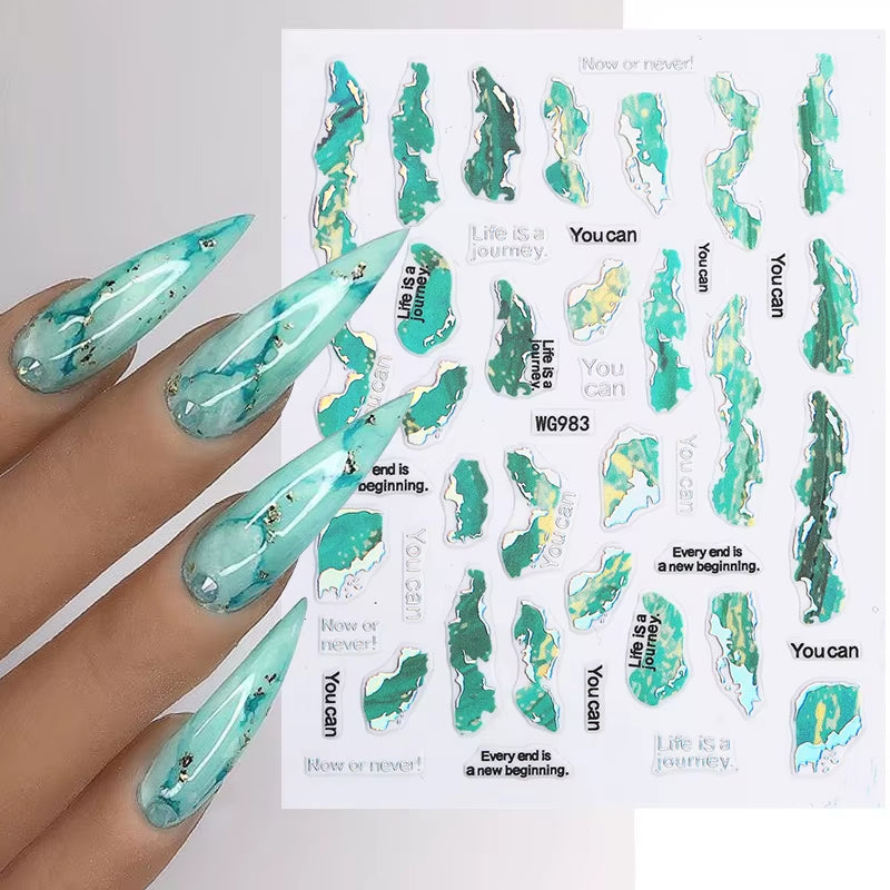 1PCS Black White Butterfly Laser Nail Stickers Y2K Nail Art Decoration Abstract Lines Bronzing Flowers Stickers for Nails