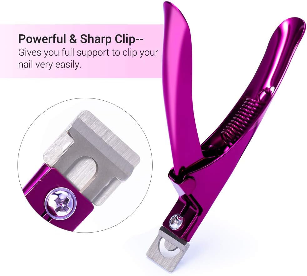 Nail Clippers Tip Cutters for Acrylic False Fake Gel Artificial Nails Rustproof Sharp Professional Manicure Pedicure Trimmer Nail Care Tools, Plum