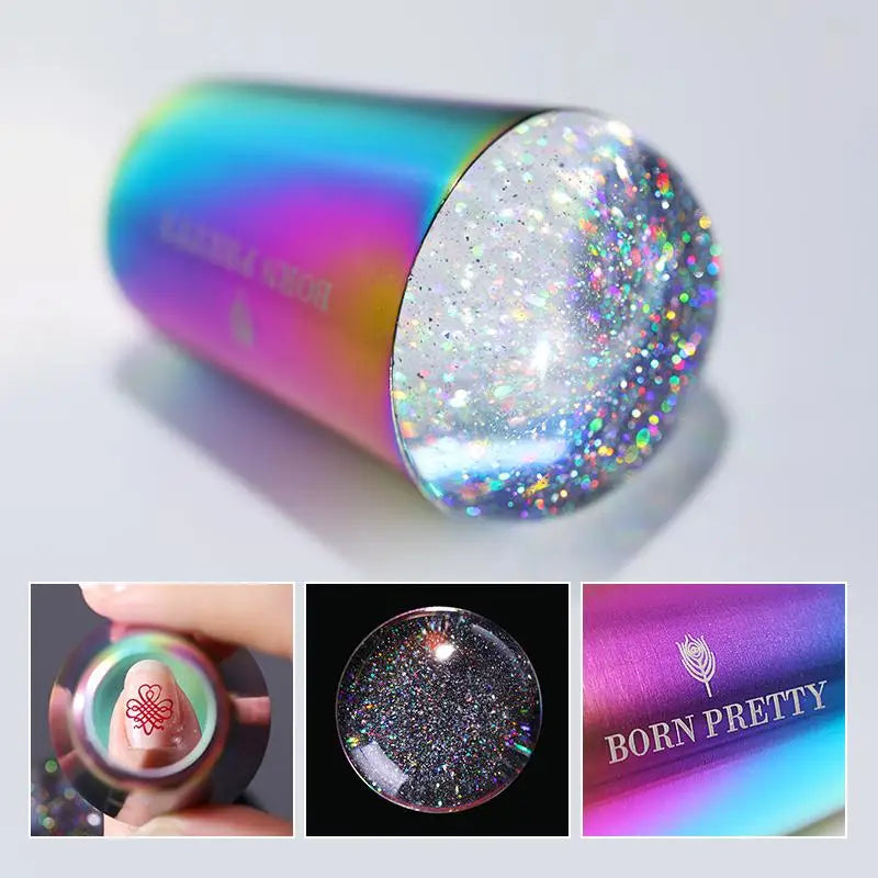 Handle Transparent Nail Stamper for Stamping Plate Iridescent Clear Stamper Head Nail Art Templates