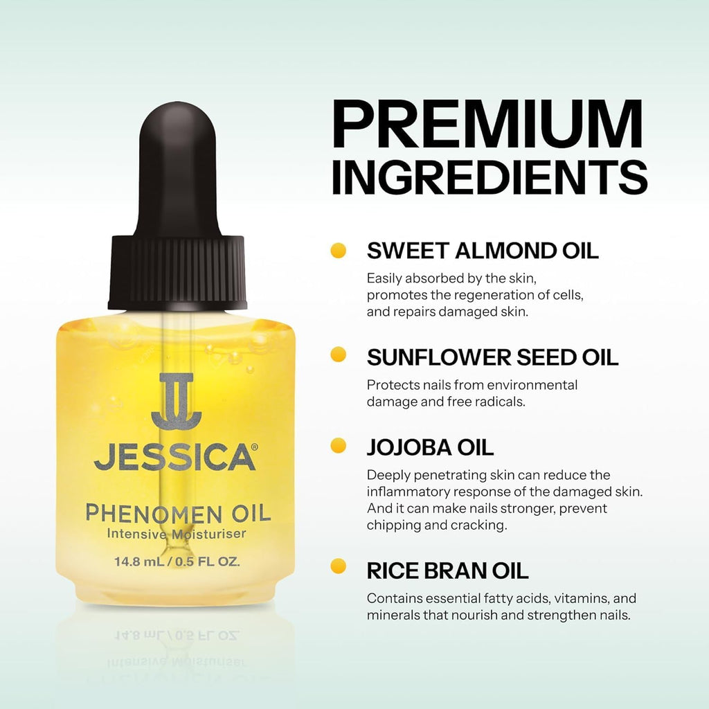 Phenomen Cuticle Oil for Nails, Intensive Moisturiser, Natural Jojoba, Almond and Rice Oils, Heals, Rehydrates, 14.8Ml